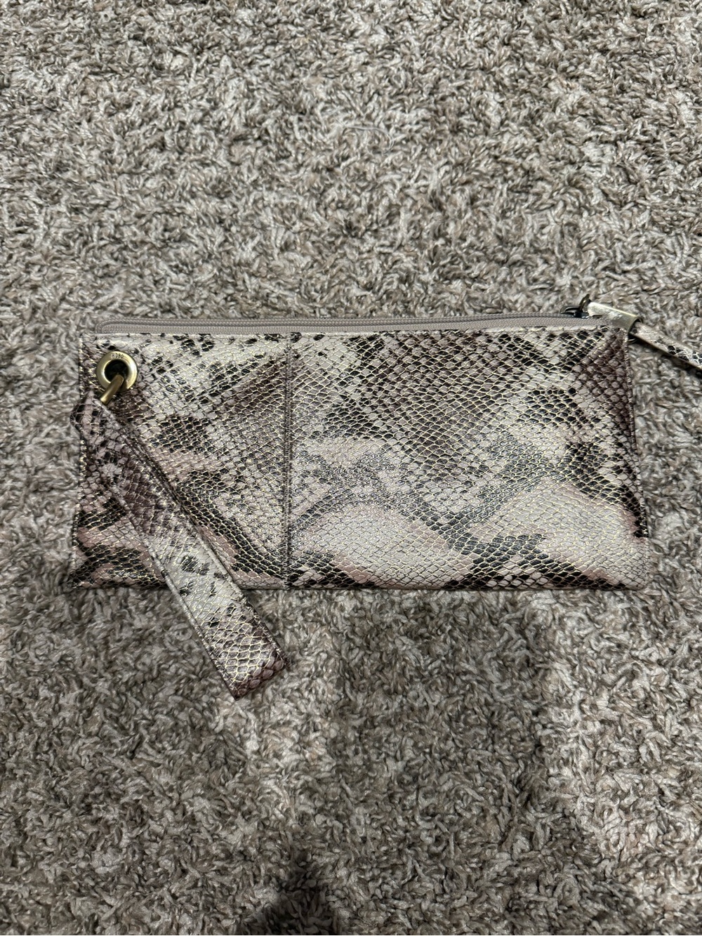 HOBO Snake-Print Wristlet Clutch in Beige and Taupe